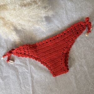 NWOT, Handmade Red Crochet Bikini Bottom